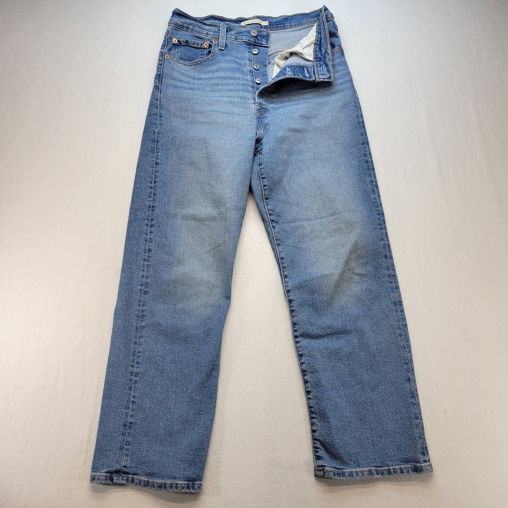 Levi's Ribcage Straight Ankle Jeans Women 30 Blue Denim High Rise
